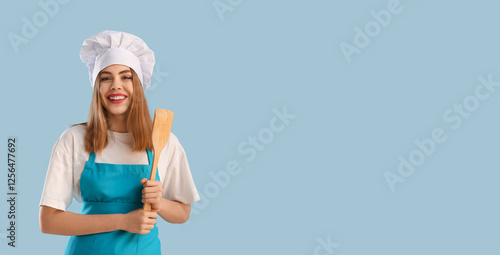 Pretty young woman in apron...