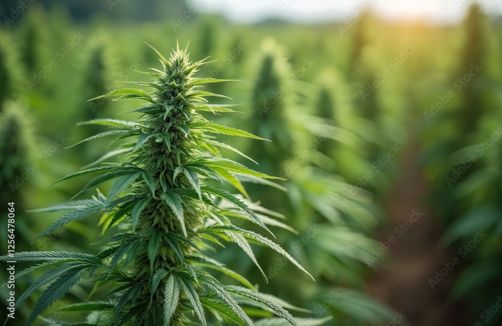 Close-up of hemp plants Cannabis sativa on farm. Marijuana plantations background. Green cannabis leaves in field, wild weed plant with narcotic properties. Close-up of hemp plants Cannabis sativa on farm. Marijuana plantations background. Green cannabis leaves in field, wild weed plant with narcotic properties.