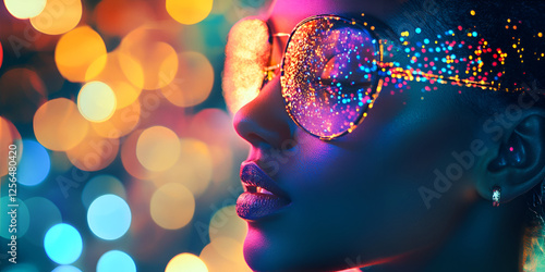 AI and Big Data Integration with Colorful Bokeh and Futuristic Concept photo