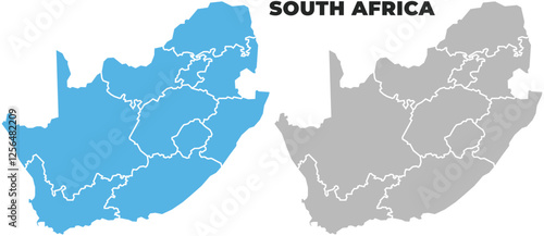 South Africa simple maps flat illustration