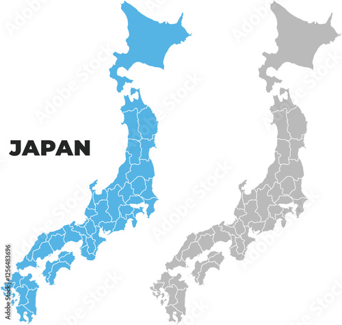 Japan simple maps flat illustration