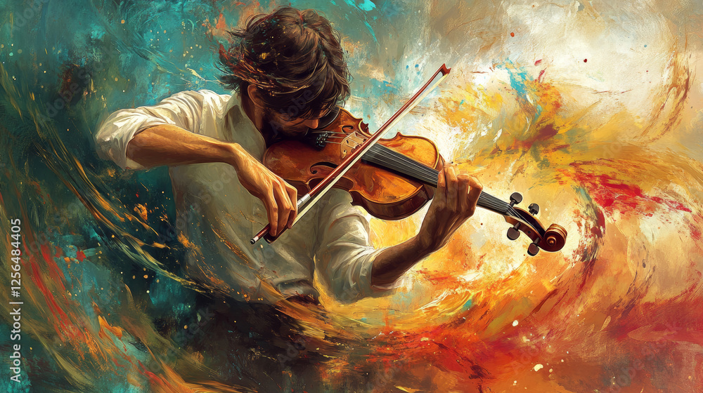 The violinist plays the violin. Music concept design The violinist plays the violin. Music concept design