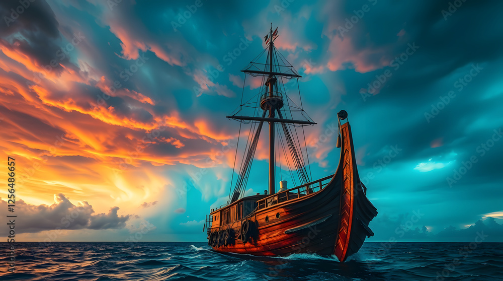 Obraz premium ship in the sea
