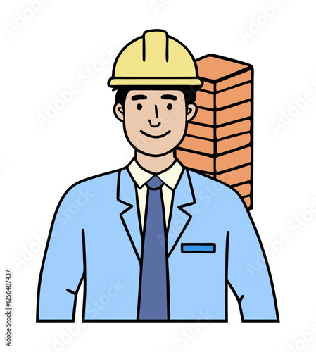 architect in front of building blocks