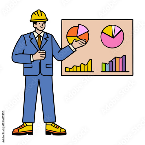 engineer showing statistical graphs