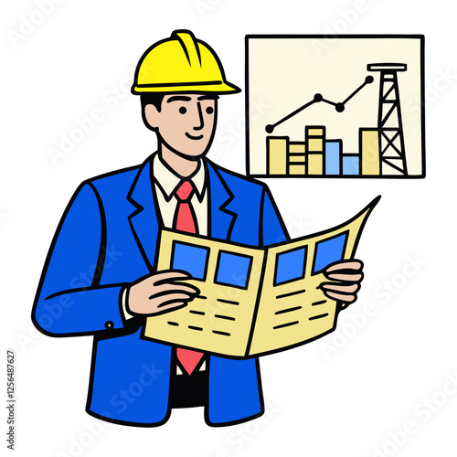 Engineer analyzing a construction blueprint