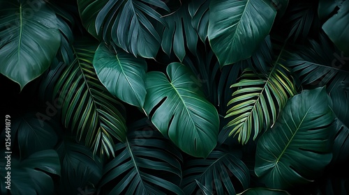 Wallpaper Mural Lush dark green tropical leaves background. Torontodigital.ca
