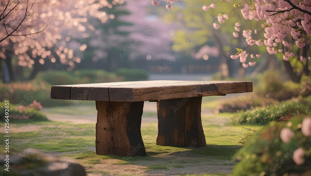 A wooden bench situated in the center of a lush green field, surrounded by open space and natural beauty