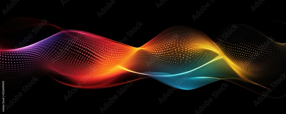 Colorful abstract waves of light on black background Colorful abstract waves of light on black background