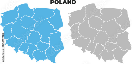 Poland simple maps flat illustration