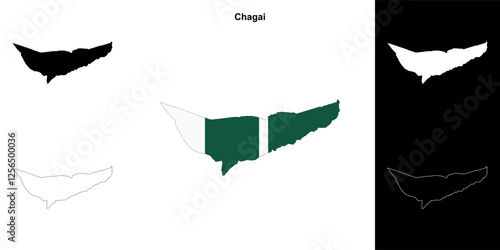 Chagai blank outline map set