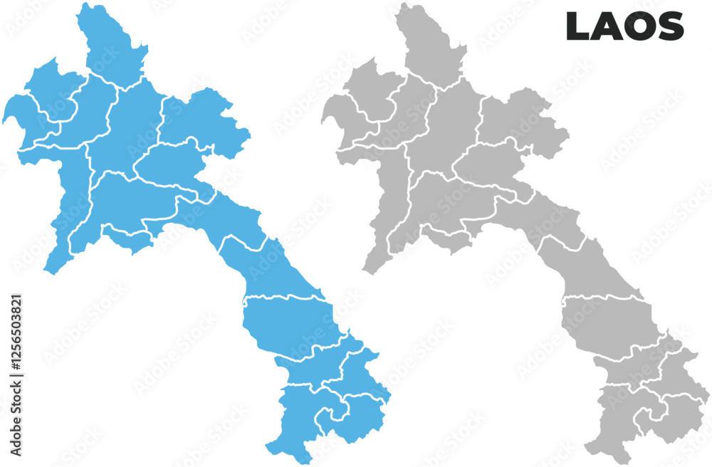 Fototapeta premium Laos simple maps flat illustration
