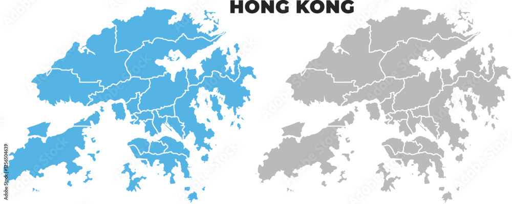 Obraz premium Hong Kong simple maps flat illustration