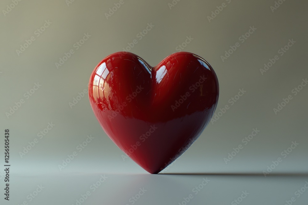 Shiny red heart against a plain gradient background symbolizing love and emotions Shiny red heart against a plain gradient background symbolizing love and emotions