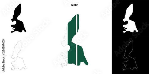 Malir blank outline map set