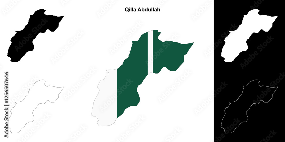 Fototapeta premium Qilla Abdullah blank outline map set