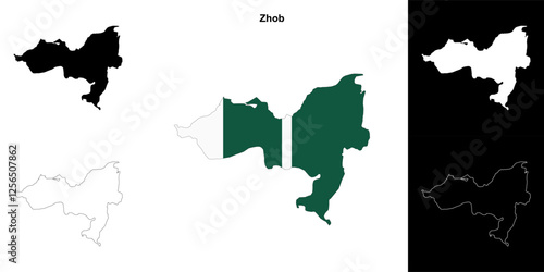 Zhob blank outline map set