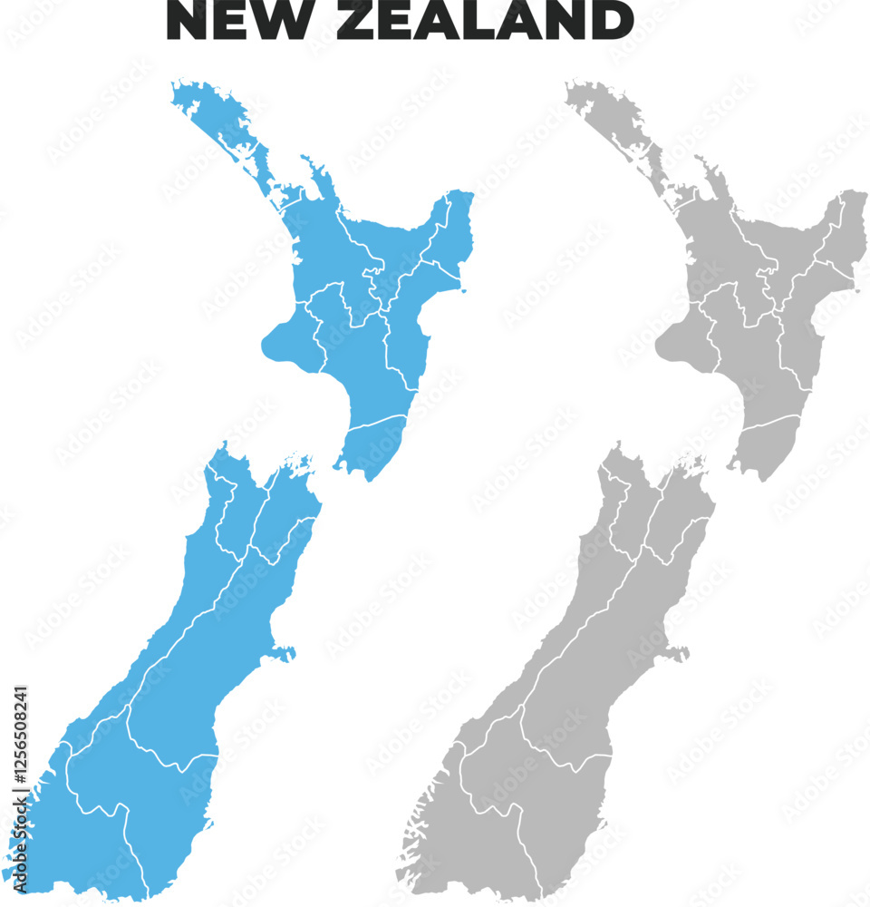New Zealand simple maps flat illustration New Zealand simple maps flat illustration