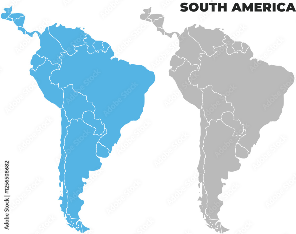 South America simple maps flat illustration South America simple maps flat illustration