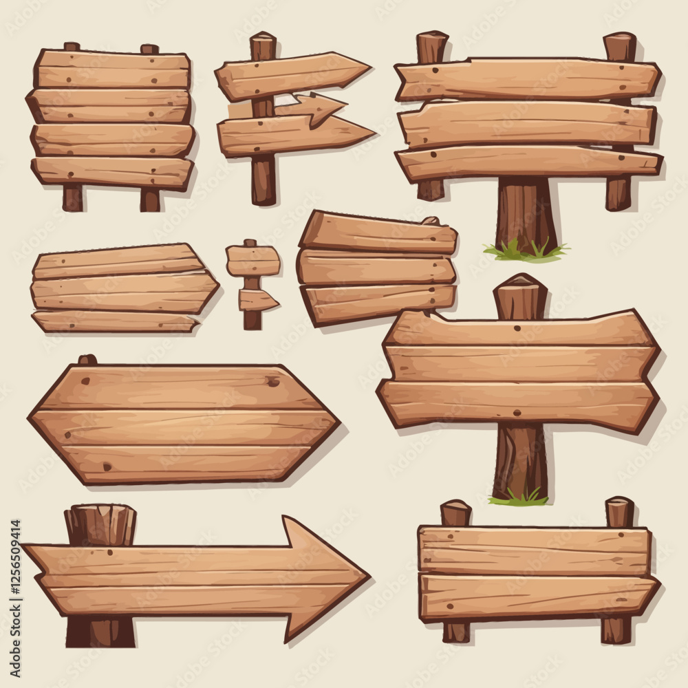 Wooden vector plank sign set, UI game wood texture menu arrow panels isolated on white. Cartoon western road information blank pointer set, announcement frame design element. wooden sign
Wooden vector plank sign set, UI game wood texture menu arrow panels isolated on white. Cartoon western road information blank pointer set, announcement frame design element. wooden sign
