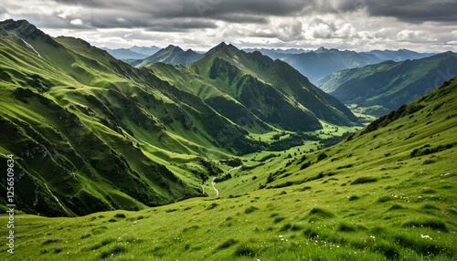 Le paysage majestueux des montagnes vertes