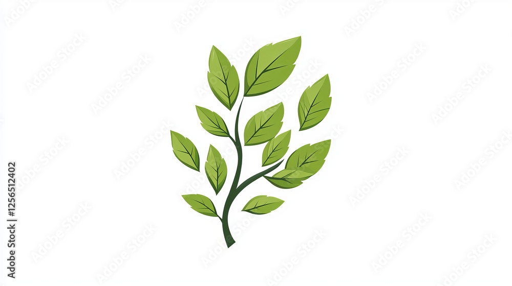 Green leaf vector icon, cartoon tree foliage. Botanical design element, nature or forest theme symbol, fresh leaf isolated on white background, sign Green leaf vector icon, cartoon tree foliage. Botanical design element, nature or forest theme symbol, fresh leaf isolated on white background, sign