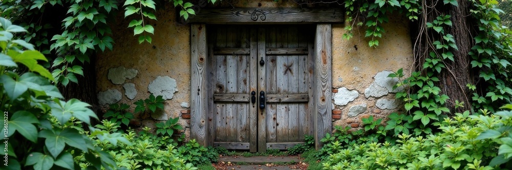 old wooden door with vines and moss, nature textures, moss, wooden doors old wooden door with vines and moss, nature textures, moss, wooden doors