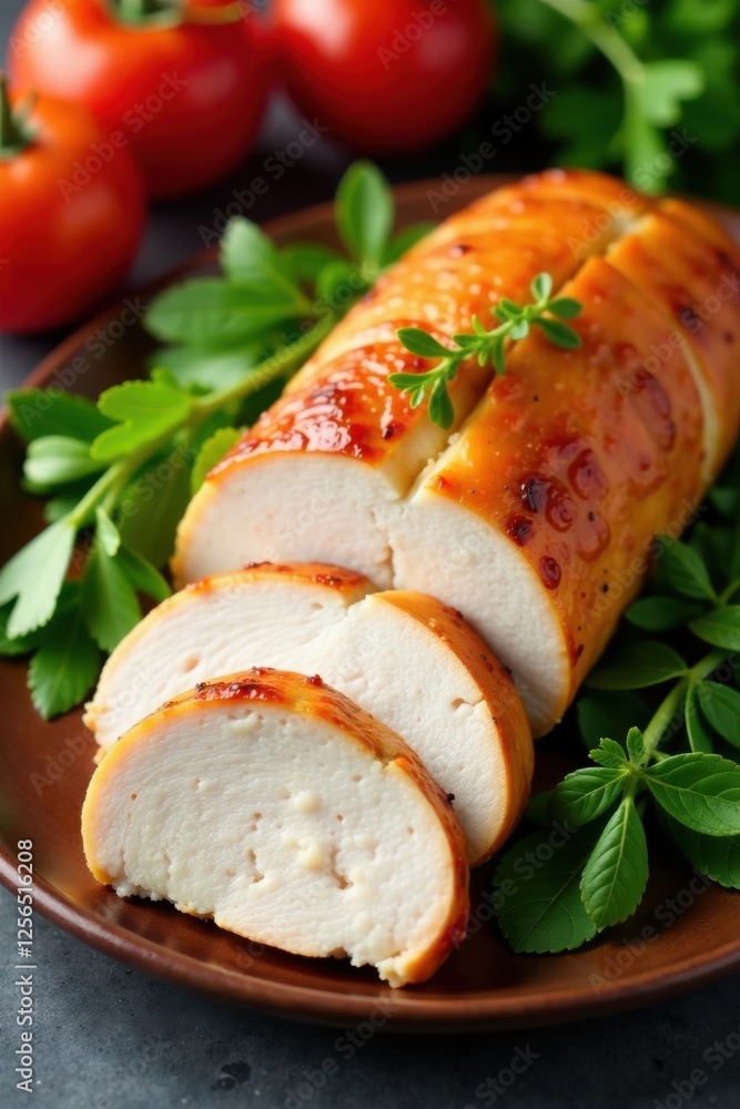 Sliced turkey breast on a platter , breast, display