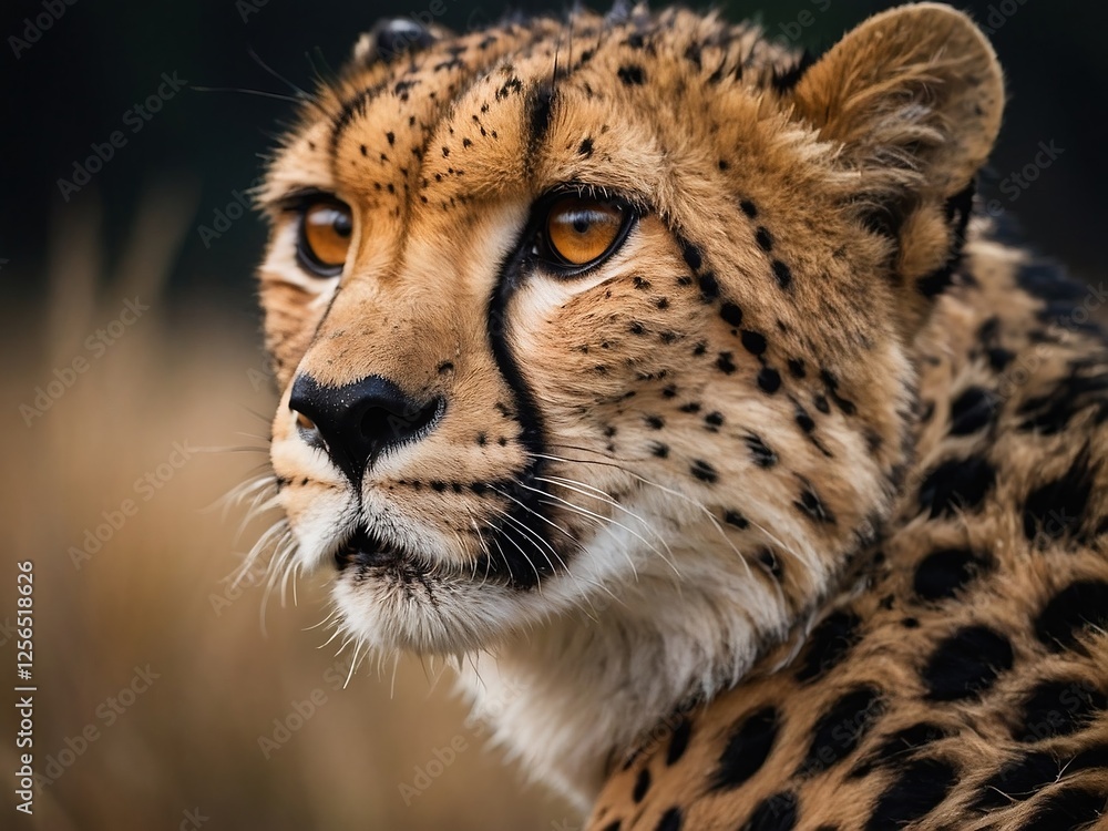 Majestic Cheetah Close Up in Natural Habitat Showcasing Powerful Jaws and Fierce Expression Majestic Cheetah Close Up in Natural Habitat Showcasing Powerful Jaws and Fierce Expression