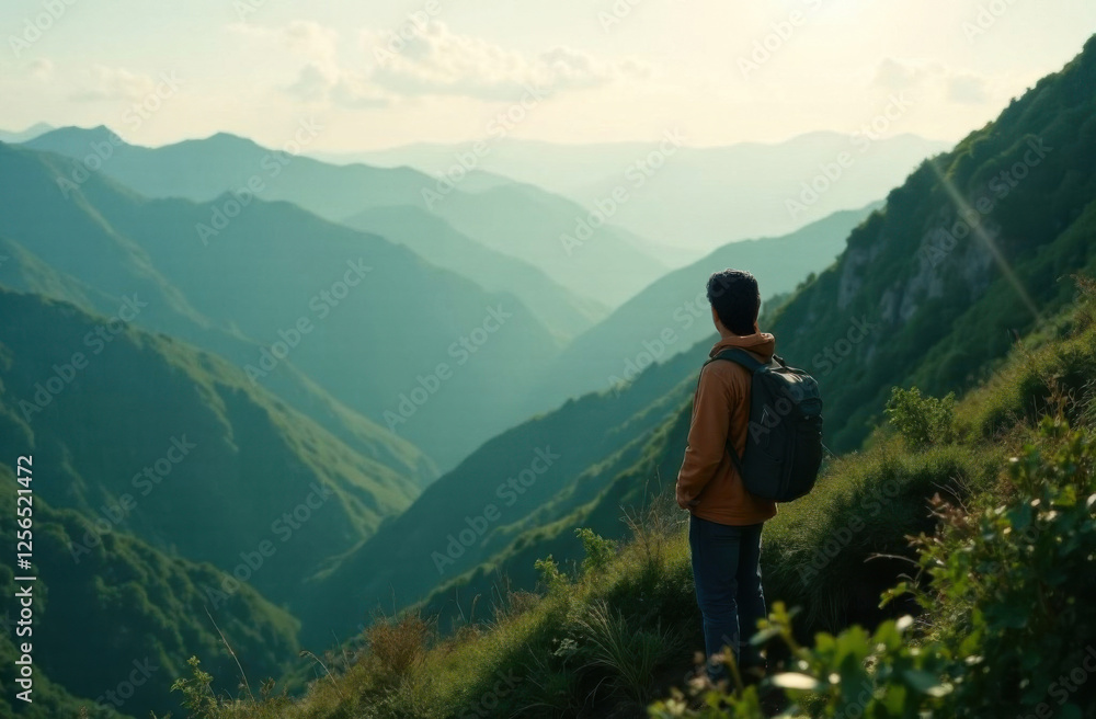 hiker in the mountains hiker in the mountains