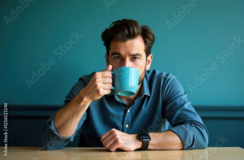 young man drinking coffee