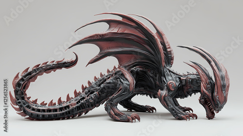 Biomechanical horror: an intimidating prometheus alien design. Biomechanical Dragons. Illustration photo