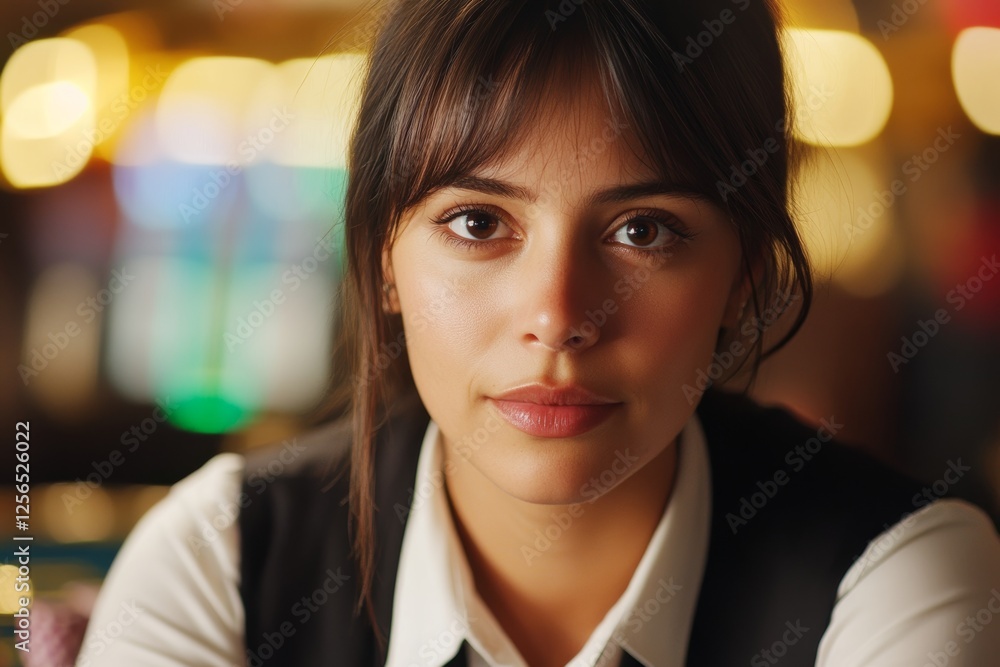 Obraz premium Young hispanic female in professional attire with soft lighting