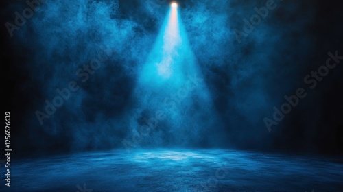 Wallpaper Mural Dramatic blue spotlight illuminating a foggy stage, creating a mystical atmosphere for performances Torontodigital.ca