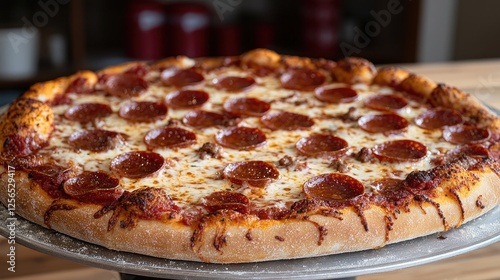 Wallpaper Mural Delicious Pepperoni Pizza on Wooden Table Torontodigital.ca