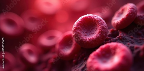 Close-up of densely packed red blood cells, indicative of polycythemia vera , science, bone marrow