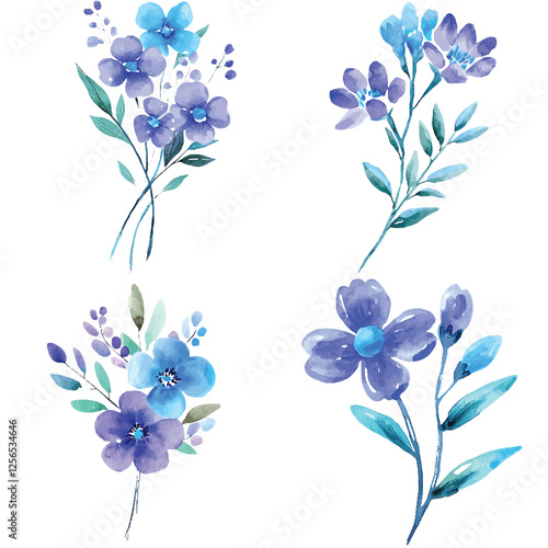 flower boquet birthday watercolor set for party and celebration