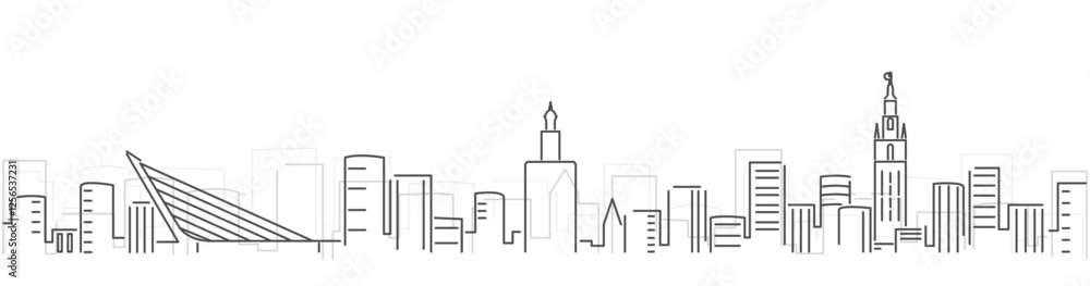 Obraz premium Seville Simple Dark Lines Skyline on White Background
