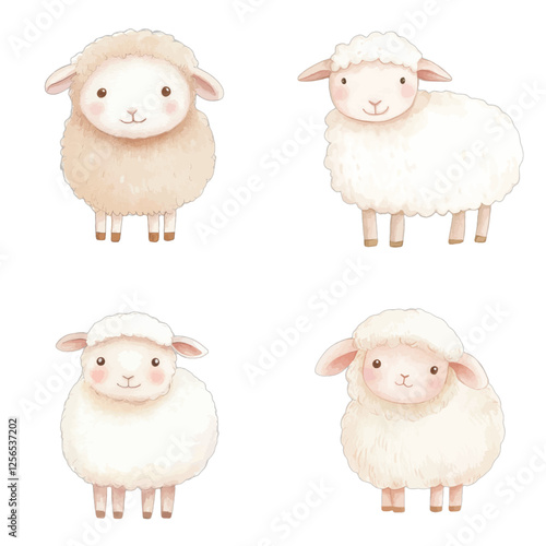 sheep watercolor illustration concept for kids