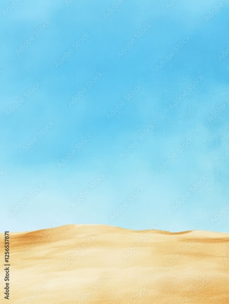 Golden sand dunes stretch under a clear blue sky in a serene desert landscape during midday light. Generative AI Golden sand dunes stretch under a clear blue sky in a serene desert landscape during midday light. Generative AI