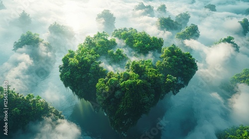 Floating Islands in a Misty Cloud Forest