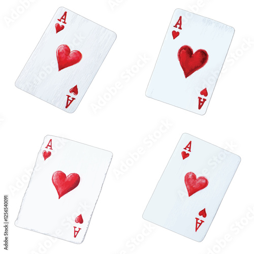 playing card of ace of hearts watercolor hand drawn illustration concept