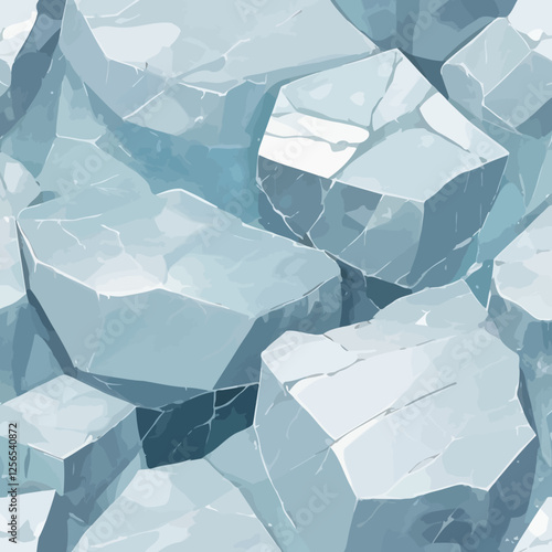 Ice Rocks: A beautiful watercolor painting of ice rocks. Illustrating the stunning natural beauty of the world, a symbol of stability and cold.