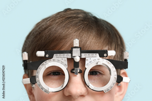 Little boy in optical trial...