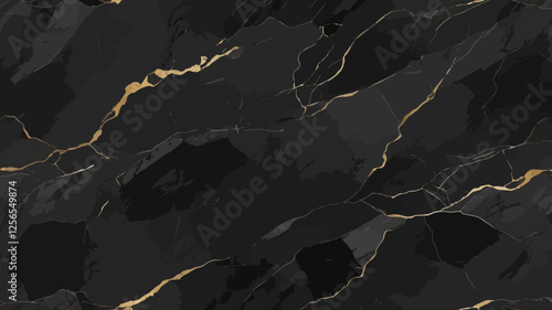 Black Marble Texture with Golden Veins: A luxurious and elegant black marble texture with stunning golden veins. The exquisite pattern showcases the timeless beauty and opulence of natural stone. 