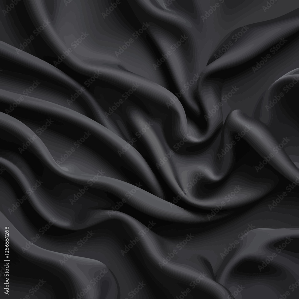 Elegant Silk Drapery: A mesmerizing studio shot of luxurious black silk fabric gracefully draped, showcasing the subtle interplay of light and shadow across its smooth, fluid surface. Elegant Silk Drapery: A mesmerizing studio shot of luxurious black silk fabric gracefully draped, showcasing the subtle interplay of light and shadow across its smooth, fluid surface.