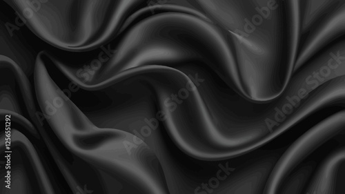Elegant Black Silk: A luxurious drape of black silk fabric, shimmering with an understated elegance, evoking a sense of refined luxury and smooth texture. 