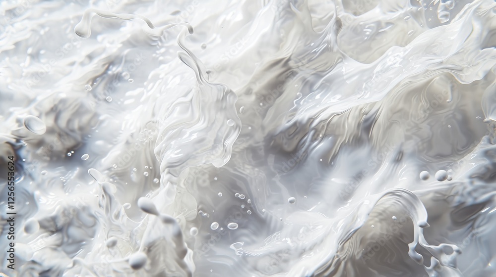 Abstract Swirling Water Texture with White and Gray Fluid Motion.