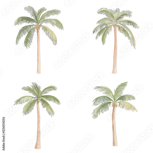 palm tree watercolor illustration concept for kids