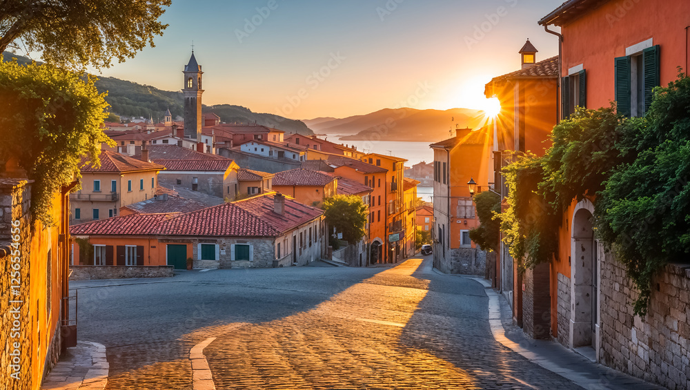 Fototapeta premium Stunning city Riomaggiore Italy, sunny summer day